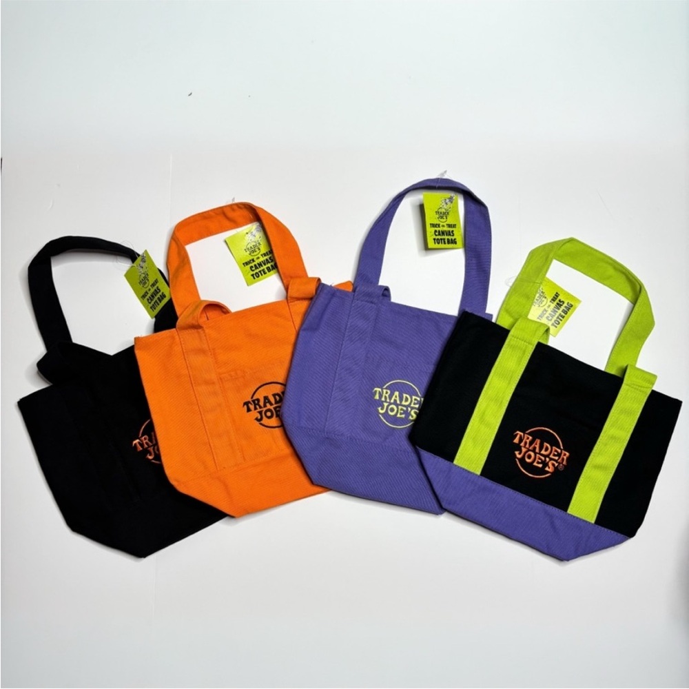 Trader Joe's Mini Trick or Treat Canvas Tote Bags Set - Picture 2 of 3
